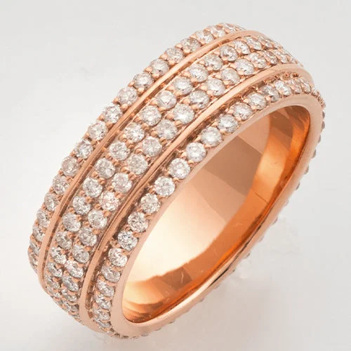 Engagement rings with modern bands for women -14KR 1.95CTW DIAMOND MENS 4-ROW ETERNITY BAND - 2