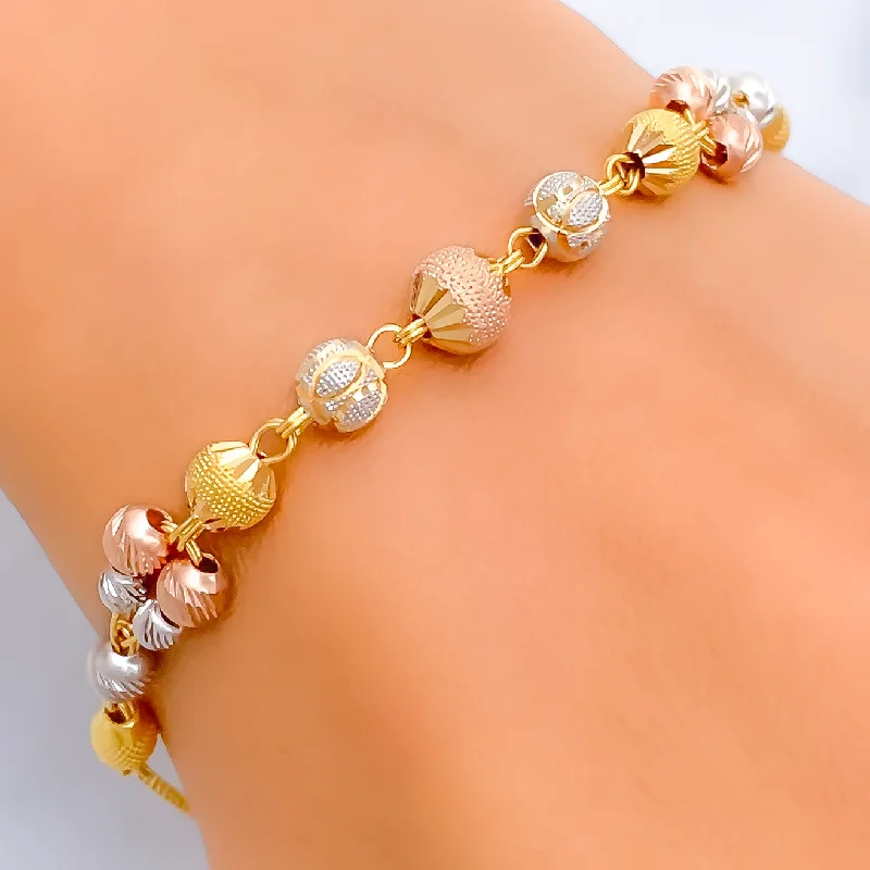 Fashion bangles with diamonds for women -Luminous Three-Tone 22k Gold Bracelet