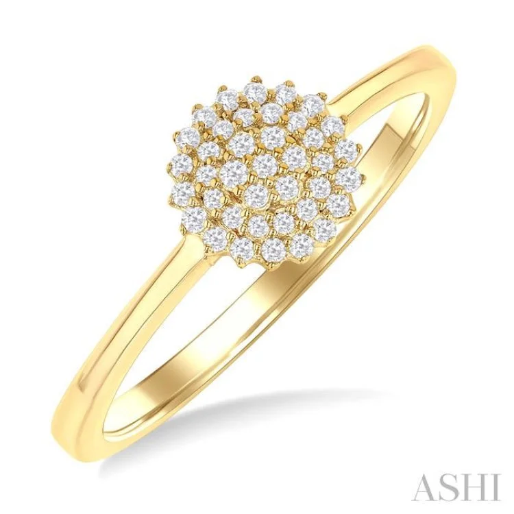 Simple gold engagement rings for women -1/6 ctw Petite Round Shape Round Cut Diamond Cluster Fashion Ring in 10K Yellow Gold