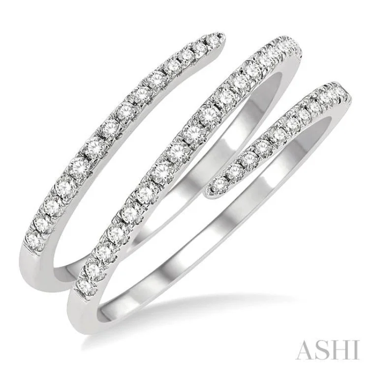 Wedding bands for women -3/8 Ctw Open End Round Cut Diamond Fashion Ring in 14K White Gold