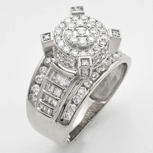 Bold engagement rings for women -10KW 1.35CTW DIAMOND ROUND SHAPED CINDERELLA RING