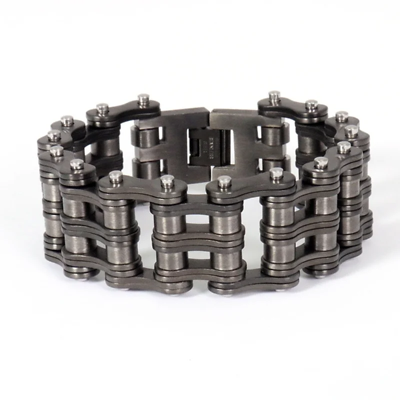 Fashion bracelets for women -Hot Leathers JWB4111 Triple Wide Gun Metal Bracelet