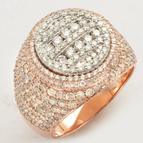 Three-stone engagement rings for women -14KR+W 4.25CTW DIAMOND ROUND FACE MENS RING