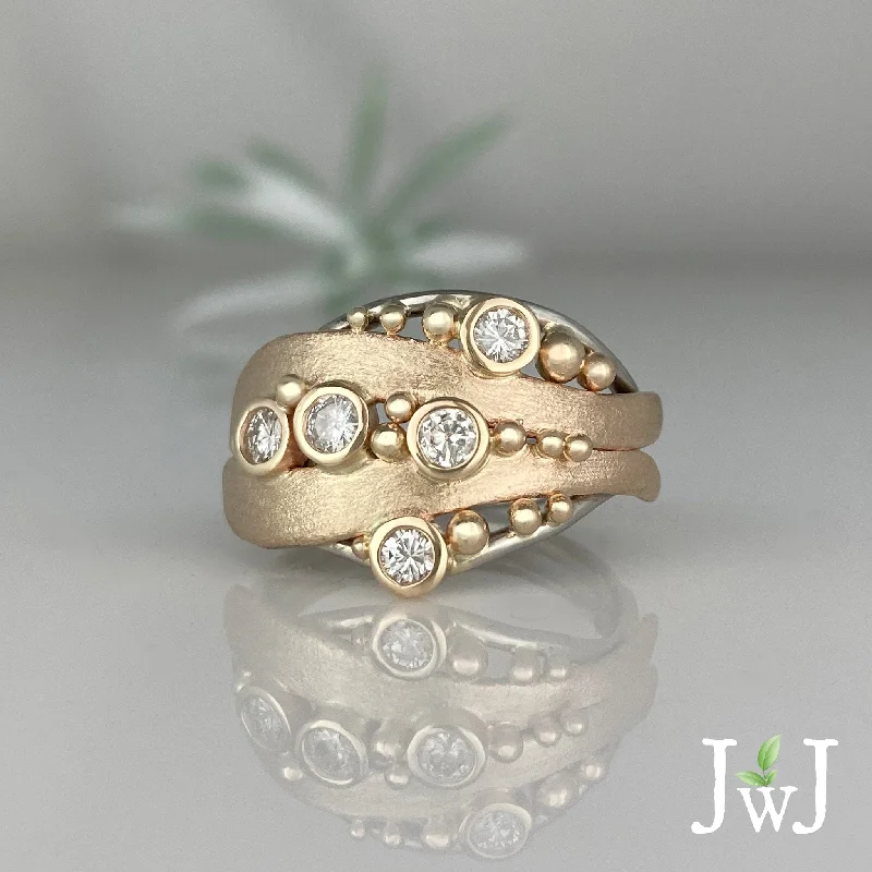 Unique custom engagement rings for women -Bubbles & Wake Ring - multi diamonds 1