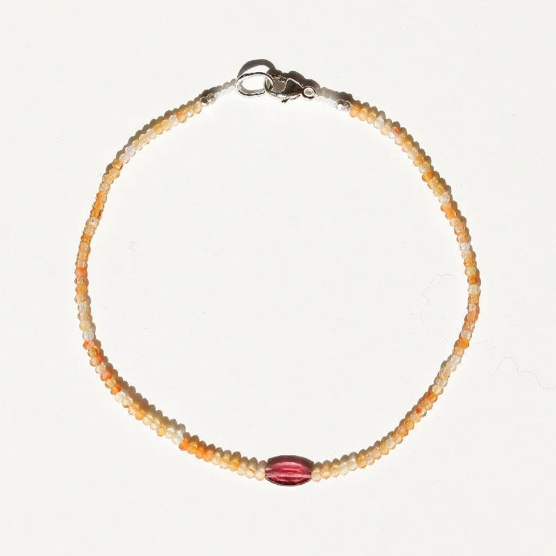 Adjustable bracelets for women -Carnelian + Tourmaline Bracelet No.45