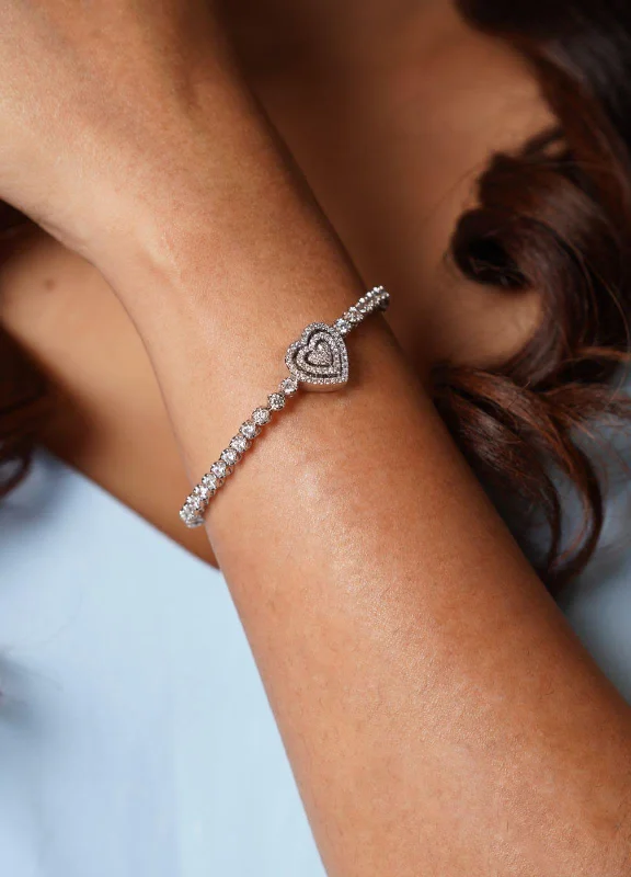 Simple bangles with crystals for women -Beating Heart Tennis Bracelet | Magnetic Openable