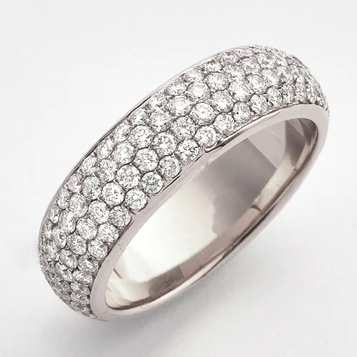 Platinum engagement rings for women -14KW 2.15CTW DIAMOND MENS 4-ROW PAVE ETERNITY BAND