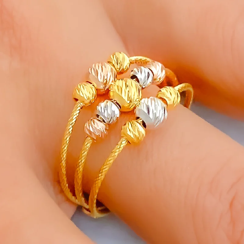 Chunky rings for women -Opulent Multi-Bead 22K Gold Ring