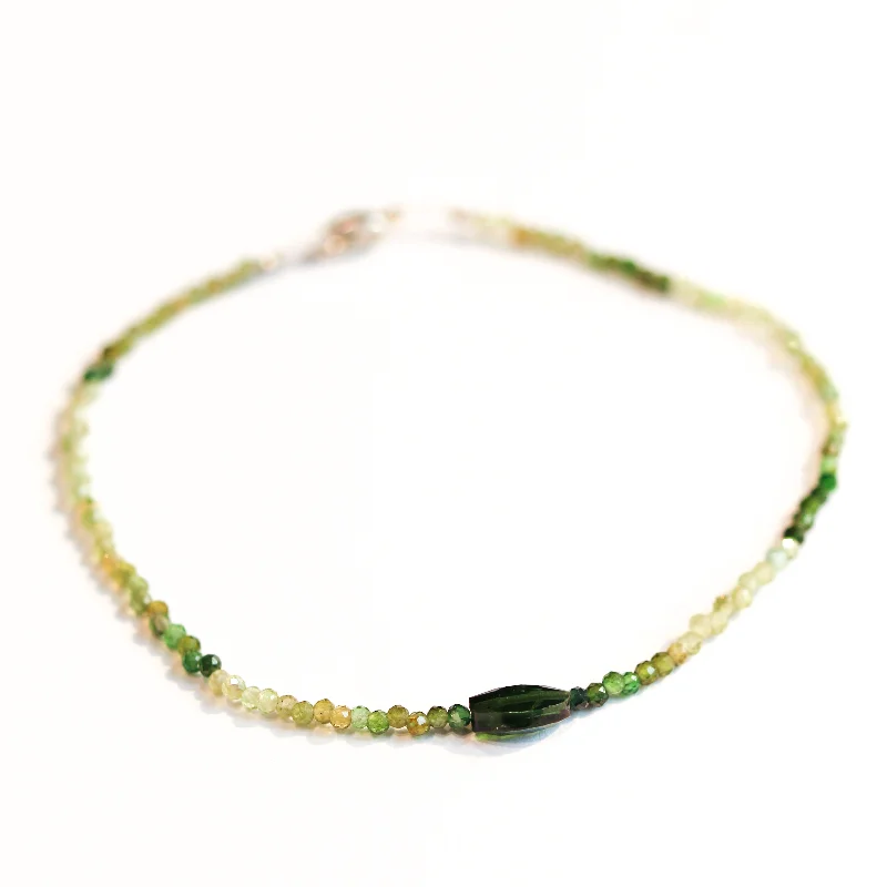 Silver charm bracelets for women -Green Tourmaline Bracelet No. 125