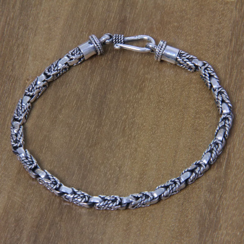 Silver bracelets for women -Sterling Silver Sinnet Chain Bracelet