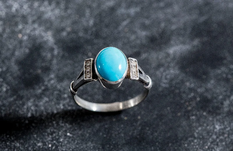 Exquisite rings for women -Turquoise Silver Ring - Sleeping Beauty Turquoise - Blue Vintage Ring