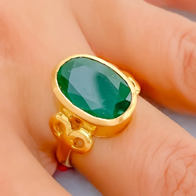 Trendy rings with gemstones for women -Impressive 22K Gold 6.5CT Emerald Ring