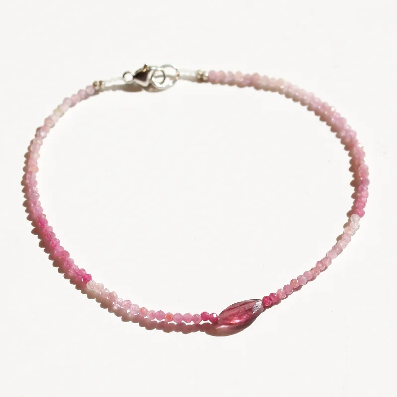 Simple bangle bracelets for women -Ombré Ruby + Pink Tourmaline Bracelet No.24