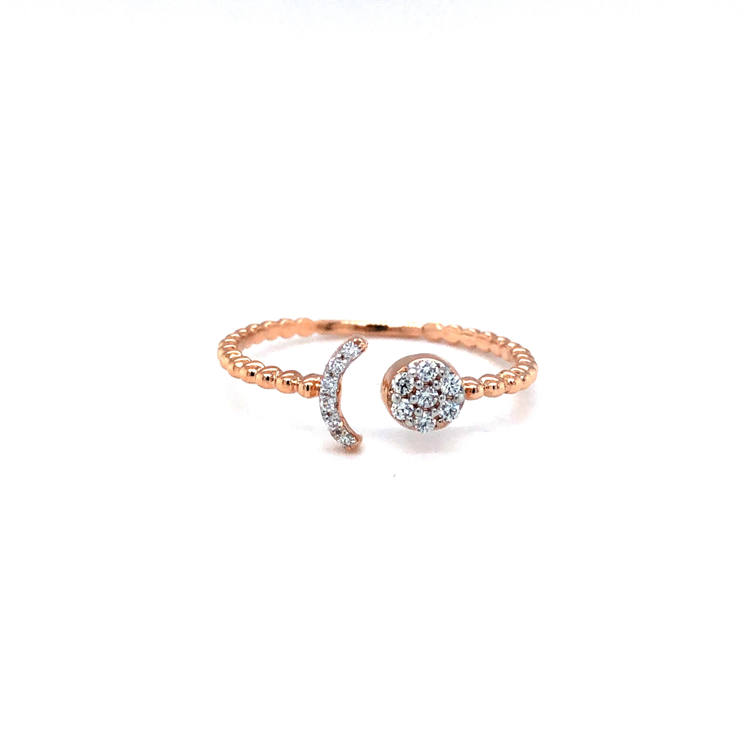 Rose gold halo engagement rings for women -SUN MOON DIAMOND RING