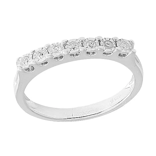 Engagement rings with heart-shaped diamonds for women -Sterling Silver 0.10CTW DIAMOND BAND