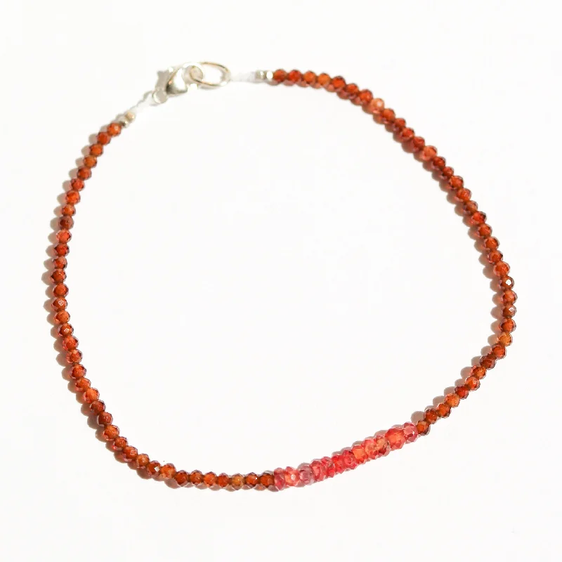 Adjustable bracelets for women -Hessonite Garnet + Sapphire Bracelet no. 89