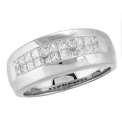 Engagement rings with modern bands for women -14KW 1.00CTW MENS PC DIAMOND RING - 2-ROW CHANNEL