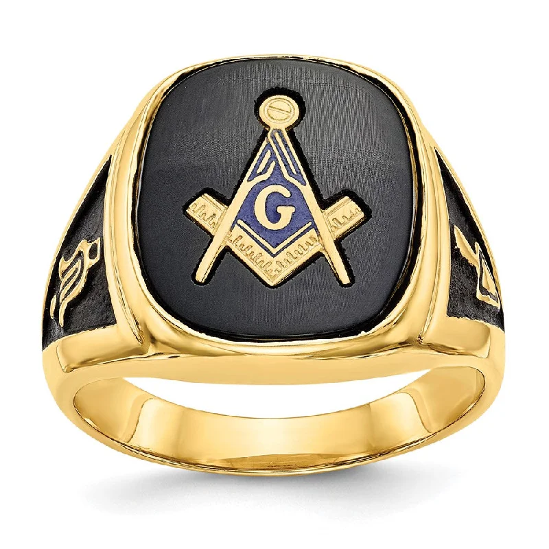 Bridal rings for women -Solid 14k Yellow Gold Men's Masonic Ring