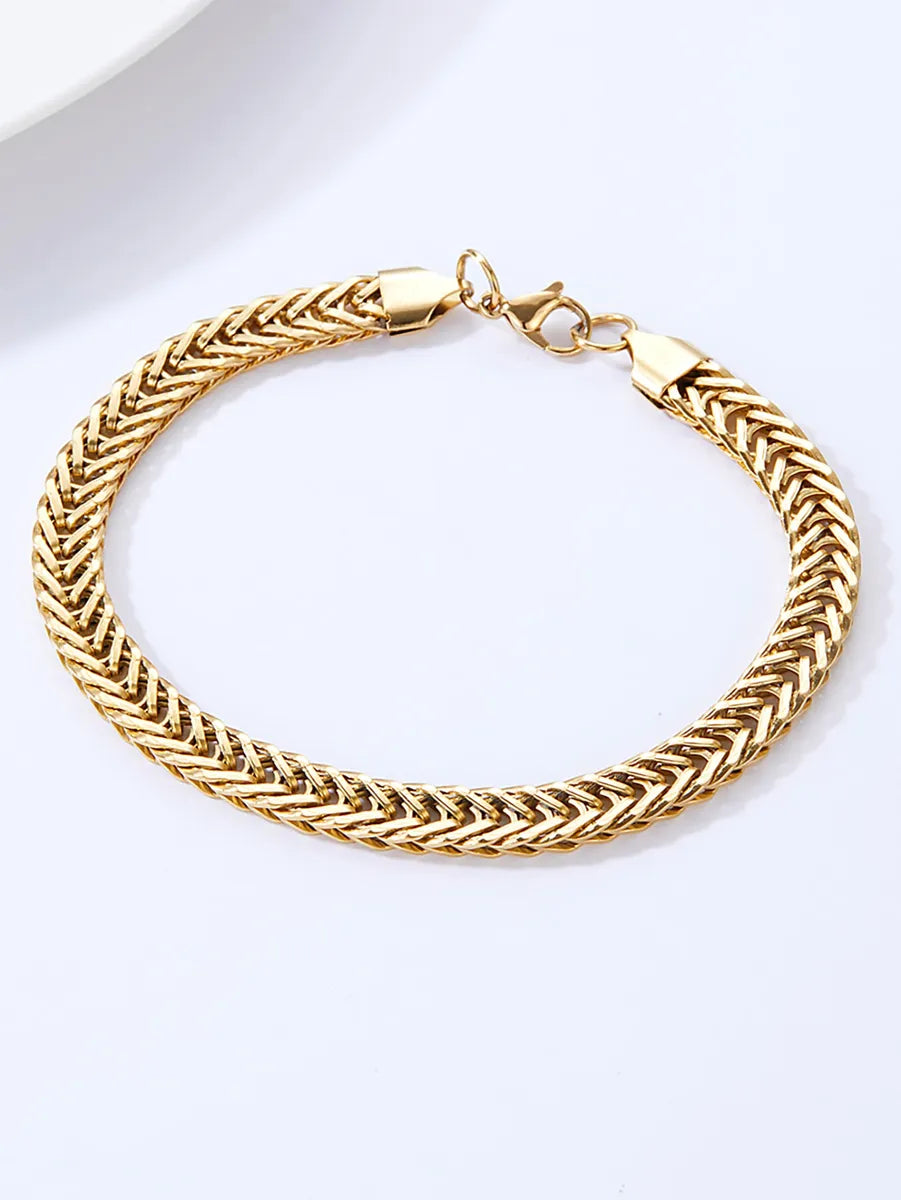 Colorful bracelets for women -Fashion Simple Ornament Stainless Steel 18k Gold Bone Chain Bracelet