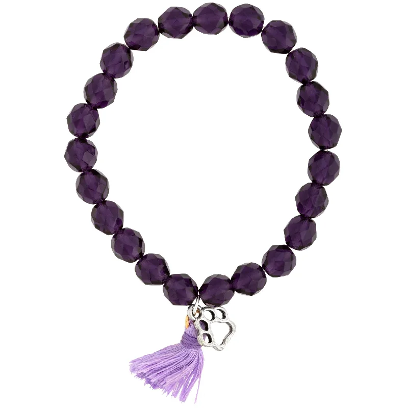 Gemstone bracelets for women -Purple Paw & Tassel Mala Bracelet!