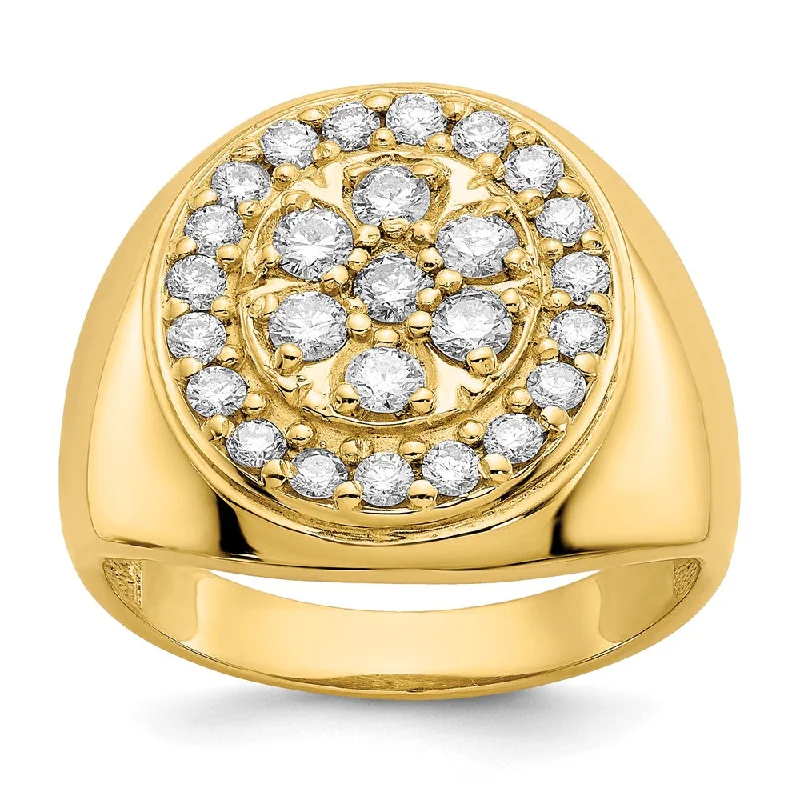 Modern gold rings for women -Solid 14k Yellow Gold AA Simulated CZ men's Ring