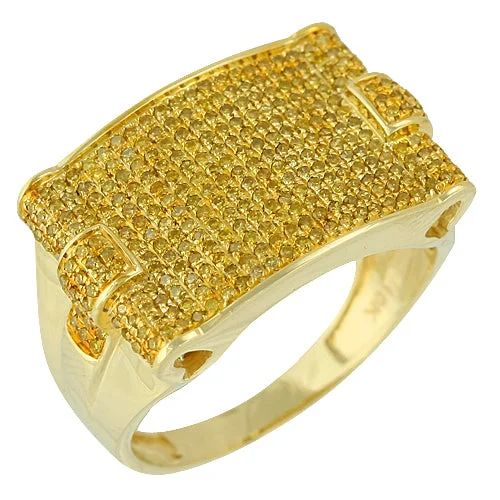 Art deco engagement rings for women -10KY 1.00CTW YELLOW DIAMOND MENS RING