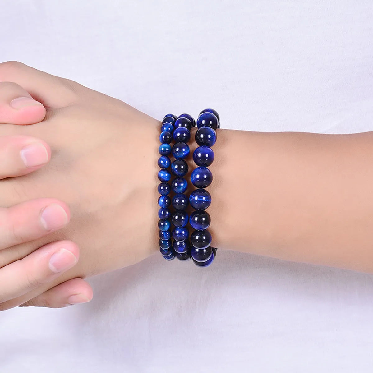 Gold cuff bracelets for women -Fashion Gradient Color Natural Stone Beaded Bracelets