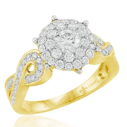 Engagement rings with colored diamonds for women -14KY 1.00CTW DIAMOND FLEUR RING