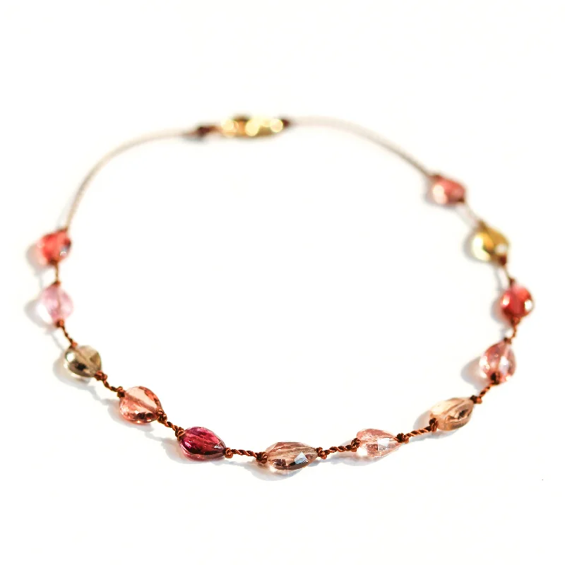 Sterling silver bracelets for women -Multi Pink Tourmaline Bracelet No. 134