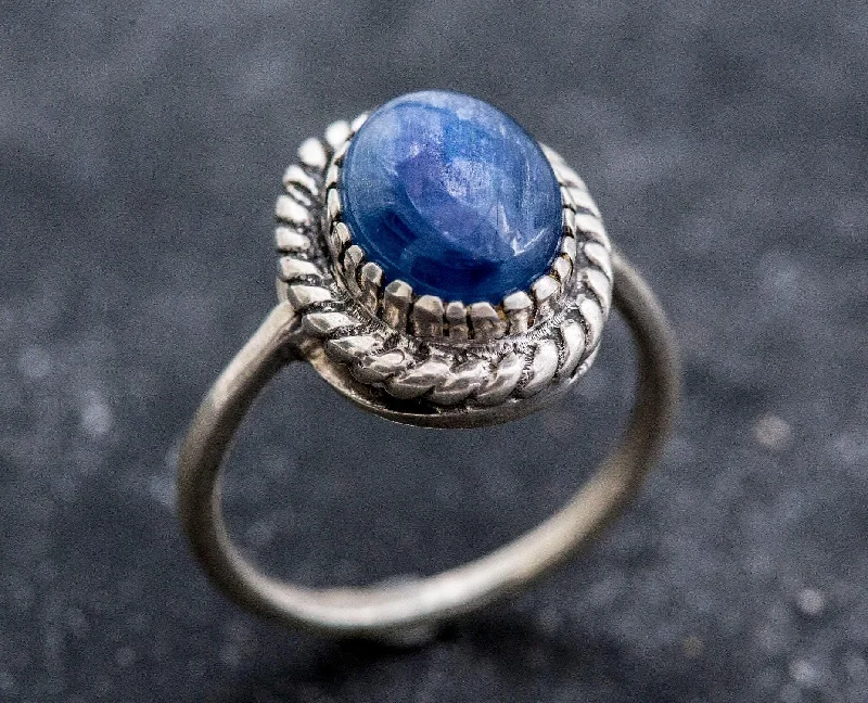 High-end designer rings for women -Genuine Kyanite Ring - Blue Solitaire Ring - Vintage Kyanite Ring