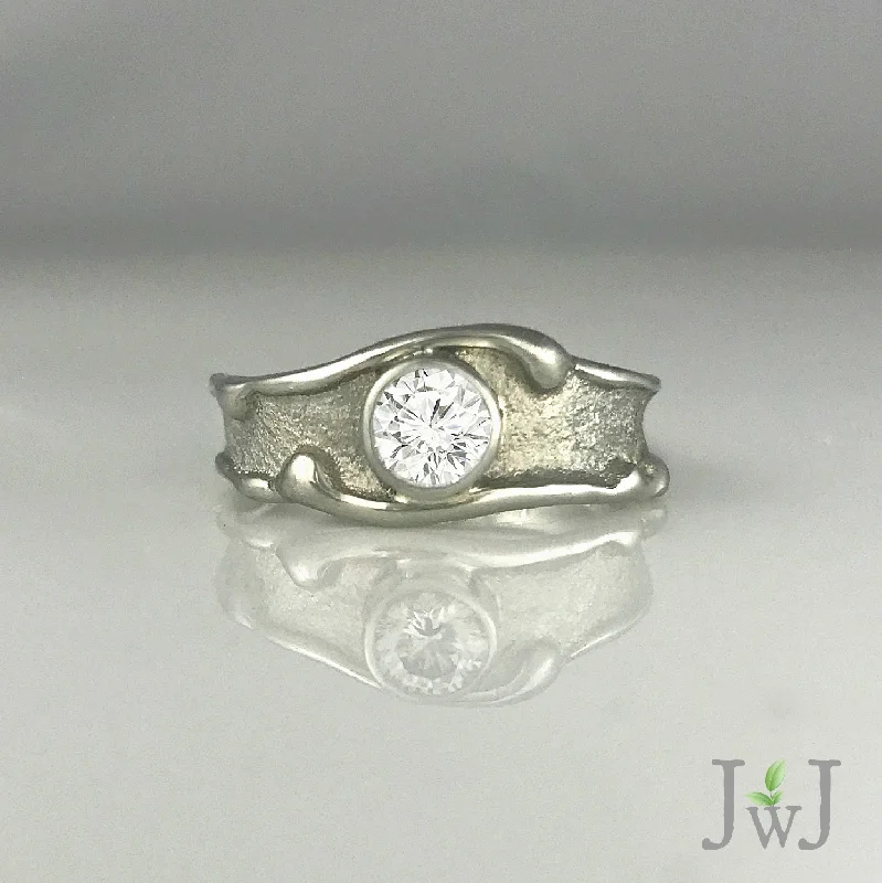 Personalized engagement rings for women -Sand Wave Engagement Ring