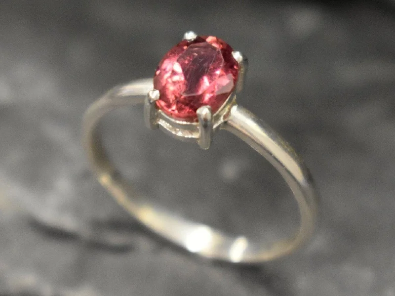 Sparkling diamond rings for women -Pink Tourmaline Ring - Pink Solitaire Ring - Classic Oval Ring