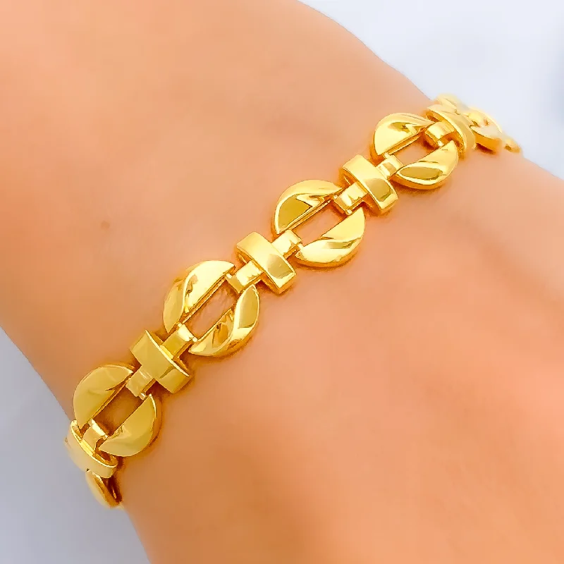 Friendship bangles for women -Stately Interlinked 22k Gold Bracelet