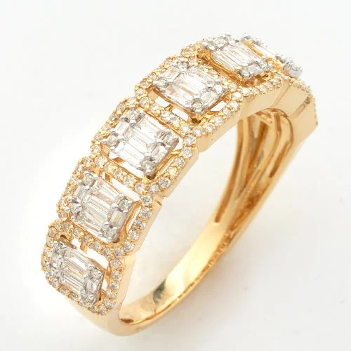 Engagement rings with cushion-cut diamonds for women -14KY+W 1.15CTW BAGUETTE DIAMOND BAND