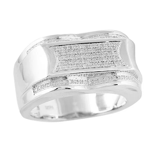 Custom rings for women -Sterling Silver 0.25CTW MEN'S FANCY RING