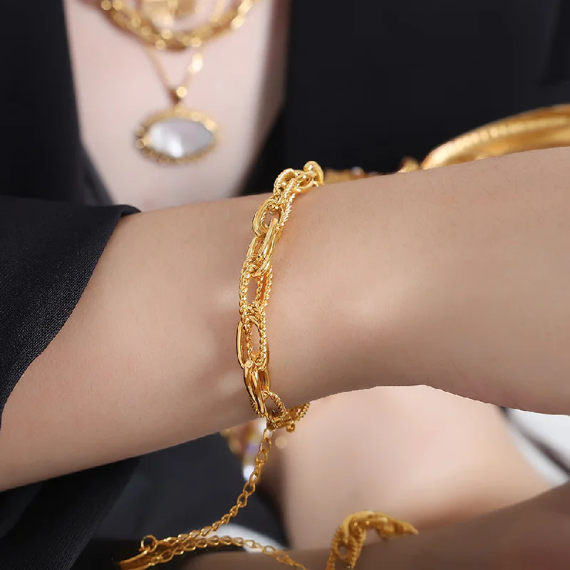 E468-Gold Cross Bracelet-16+5cm