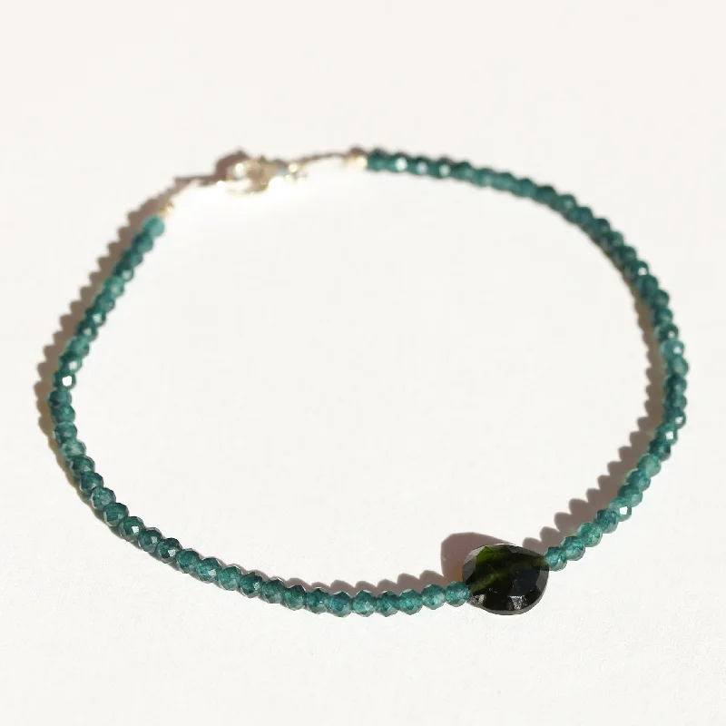 Fashionable bangles for women -London Blue Quartz + Green Tourmaline Bracelet