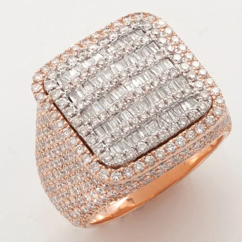 Adjustable engagement rings for women -14KR+W 4.80CTW DIAMOND BAGUETTE SQUARE RING