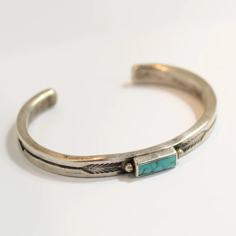 Friendship bracelets with charms for women -Ingot Silver Arrow & Turquoise Cuff Bracelet