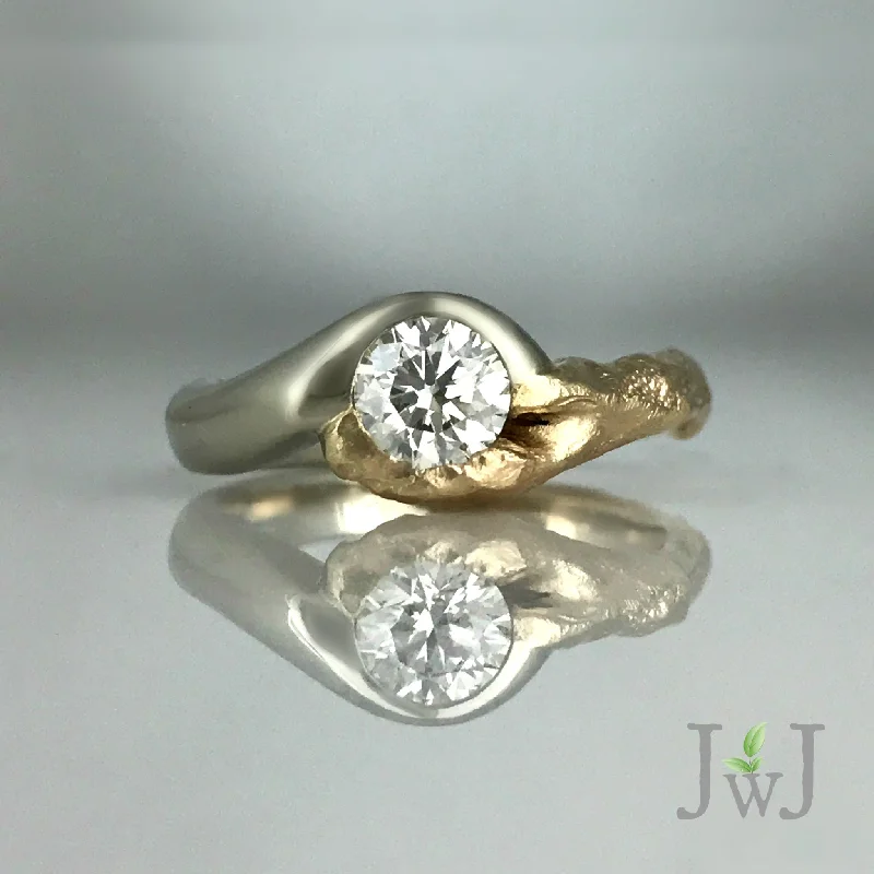 Simple gold engagement rings for women -Sea Branch Engagement Ring