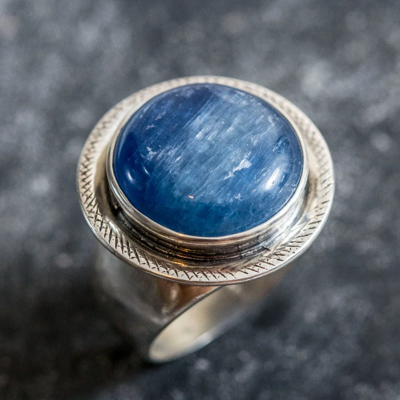 Luxury rings with sapphires for women -Blue Kyanite Ring - Natural Kyanite Ring - Blue Statement Ring