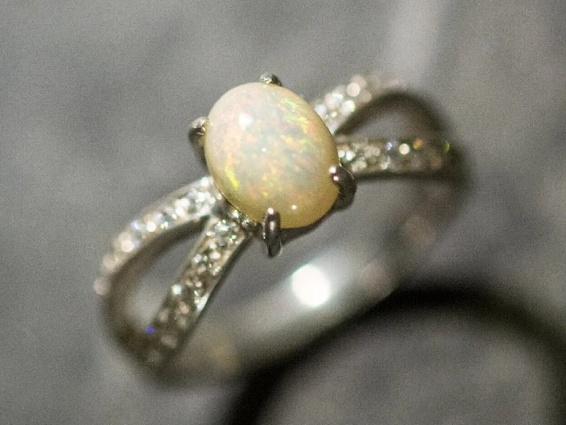 Elegant gemstone rings for women -Fire Opal Ring - October Birthstone Ring - Vintage Opal Ring