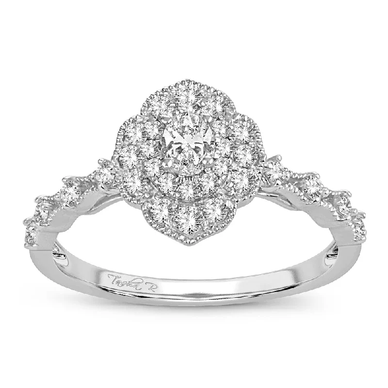 Platinum engagement rings for women -14K 0.50CT Diamond ring