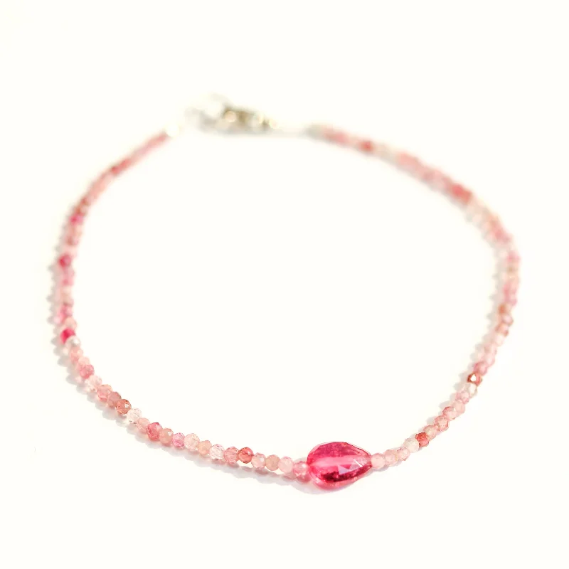 Statement bracelets for women -Pink Tourmaline Bracelet No. 132