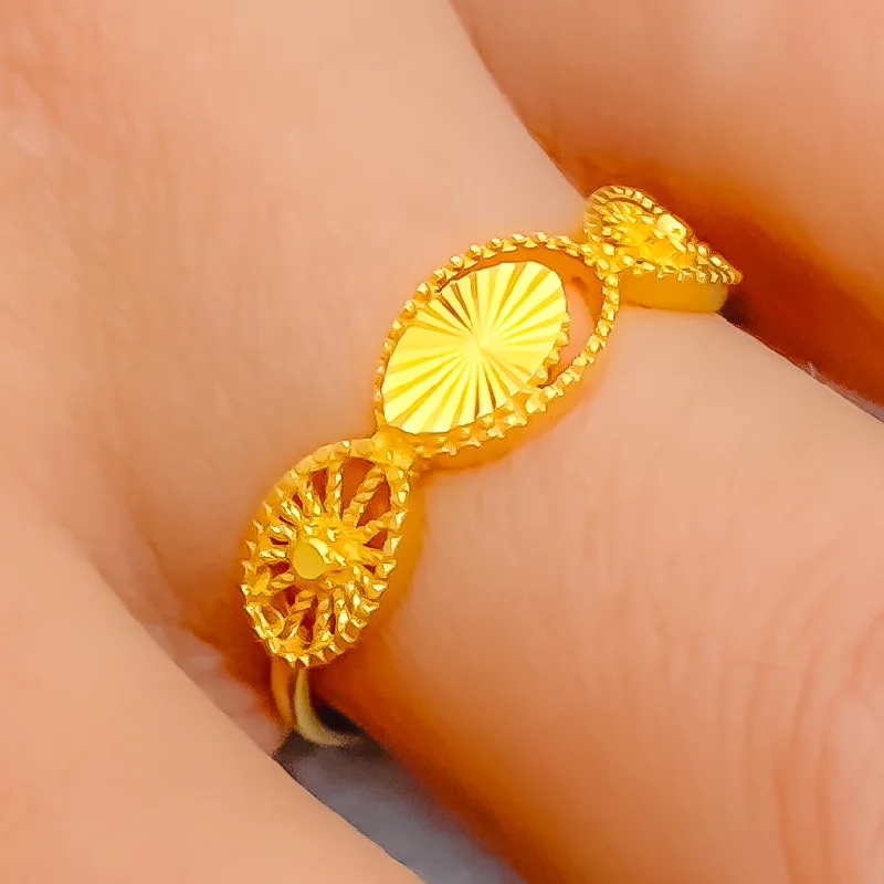 Simple gold rings for women -Dainty Triple Oval 22K Gold Ring