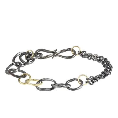 Sterling silver bangles for women -Wrought Link Bracelet