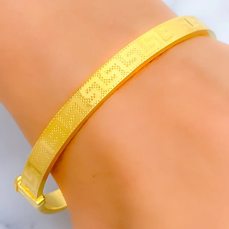 Designer cuff bracelets for women -Stylish Grandiose 21k Gold Bangle Bracelet