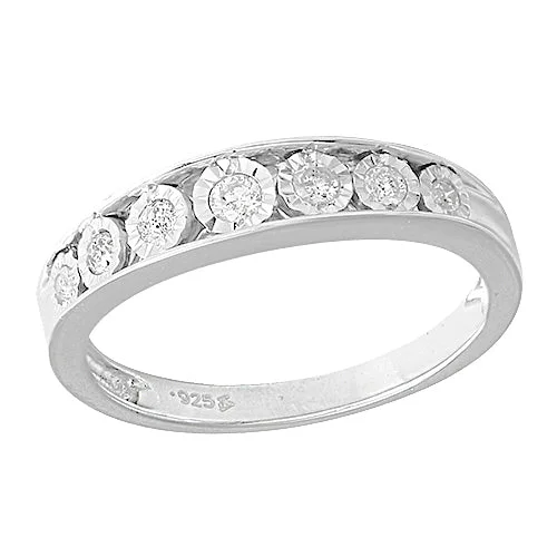 Diamond solitaires engagement rings for women -Sterling Silver 0.20CTW DIAMOND BAND