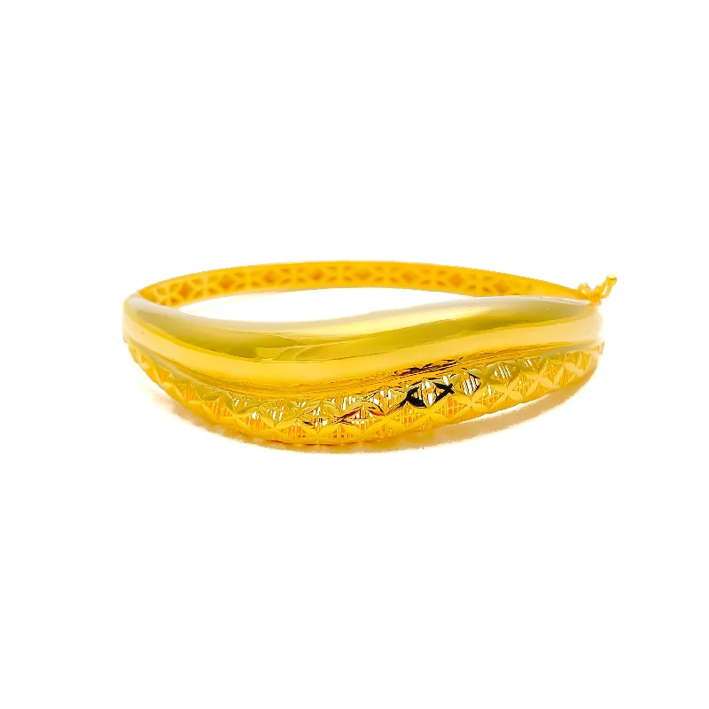 Women’s infinity bangles -Opulent Smooth Glowing 22k Gold Bangle Bracelet