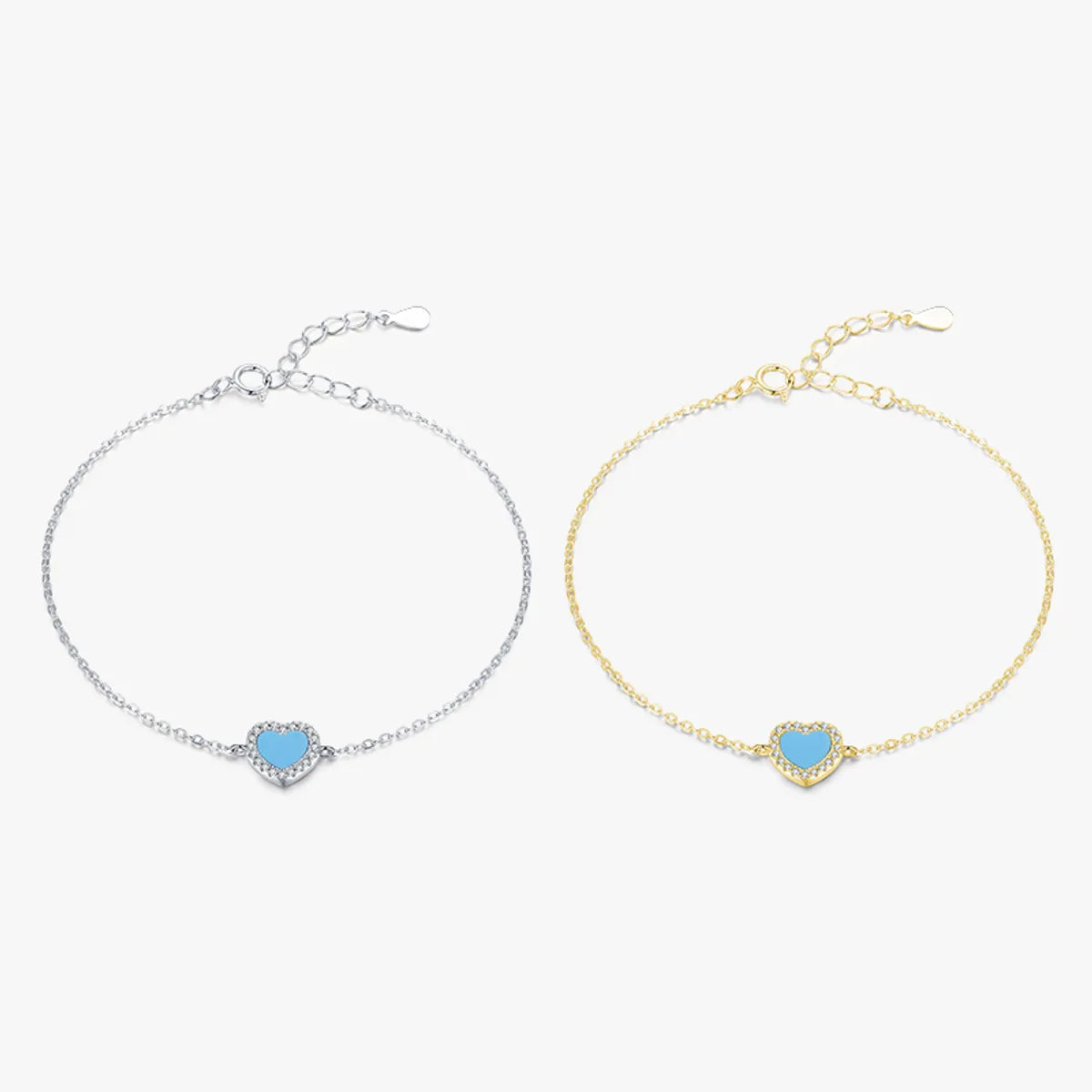 Birthstone bangles for women -Elegant Heart Shape Sterling Silver Plating Inlay Turquoise 14k Gold Plated Rhodium Plated Bracelets